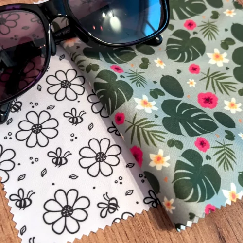 Brillenputztücher Designbeispiele Muster Biene und Muster Dschungel